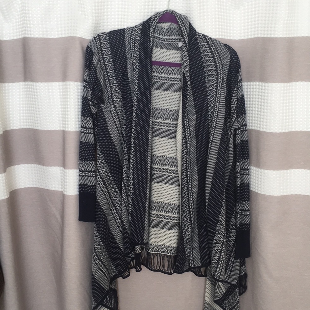 Blue and white cardigan